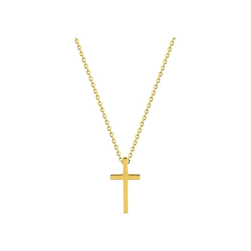 Collier croix en acier doré