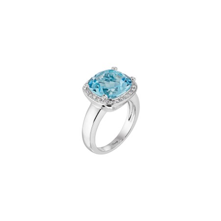 Bague Poiray Filles Antik en or blanc, topaze bleue et diamants