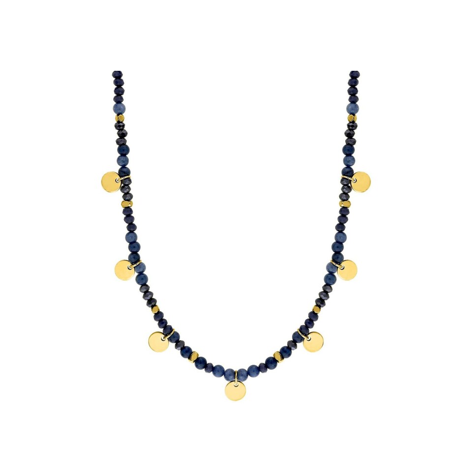 Collier en acier doré et lapis lazulis