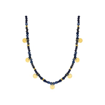 Collier en acier doré et lapis lazulis