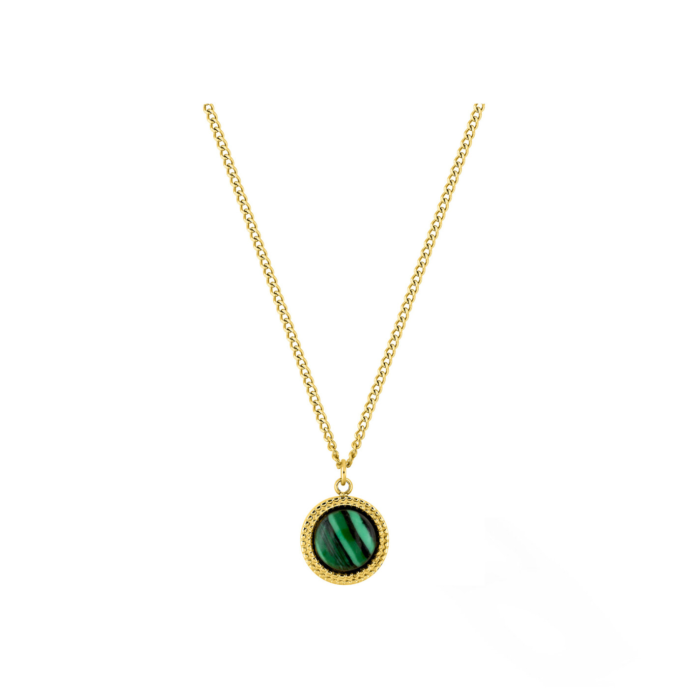 Collier en acier doré et malachite synthétique