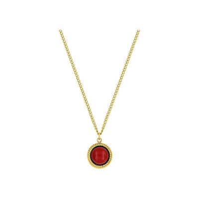 Collier en acier doré et rubis