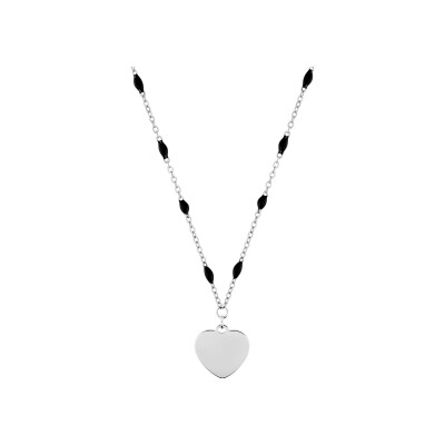 Collier coeur en acier et résine