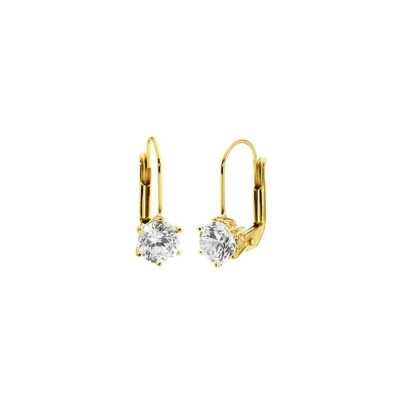 Boucles d'oreilles en or jaune et oxydes de zirconium