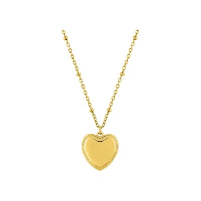 Collier coeur en acier doré