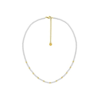 Collier en acier doré et perle d'imitation