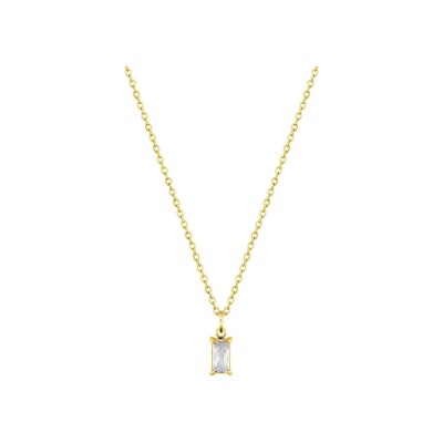 Collier en acier doré et oxyde de zirconium