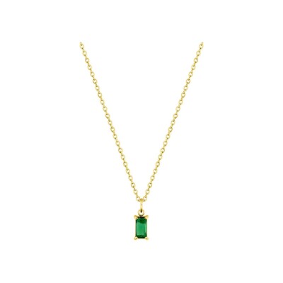 Collier en acier doré et oxyde de zirconium