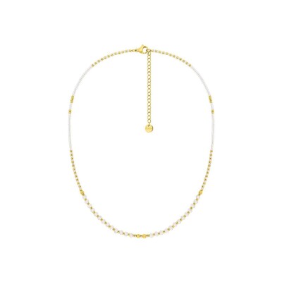 Collier en acier doré, verre et hématite