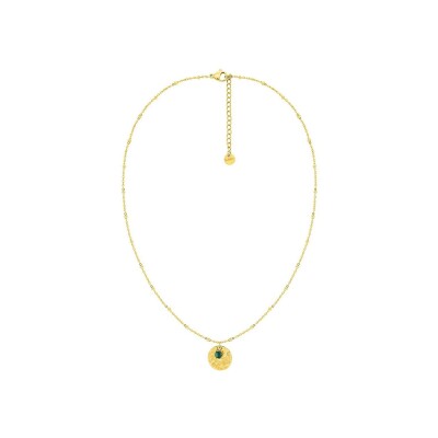 Collier en acier doré et malachite