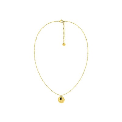 Collier en acier doré et agate noir
