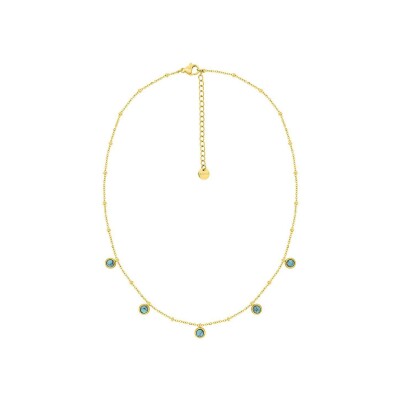 Collier en acier doré et turquoise