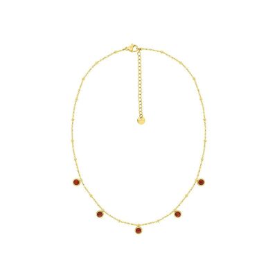Collier en acier doré et pierre de couleur