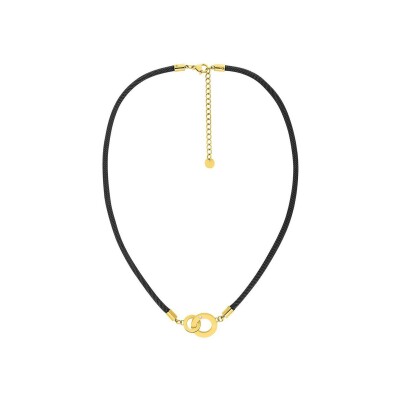 Collier maille corde en acier doré et oxyde de zirconium