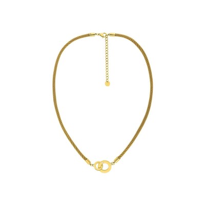 Collier maille corde en acier doré et oxyde de zirconium