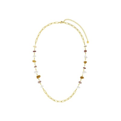 Collier en acier doré et jade synthétique
