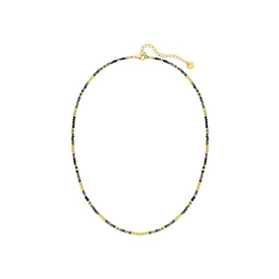 Collier en acier doré et labradorite noir