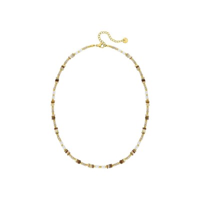 Collier en acier doré et cristal