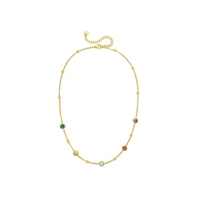 Collier en acier doré et oxyde de zirconium