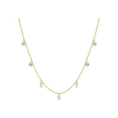 Collier en acier doré et cristal synthétique