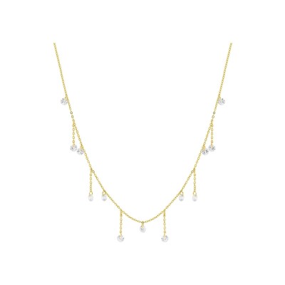 Collier en acier doré et cristal synthétique