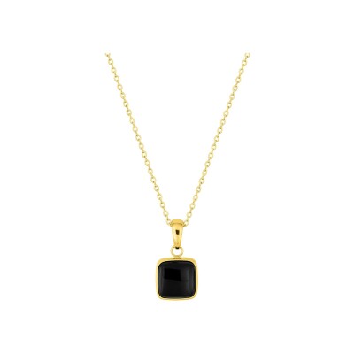 Collier en acier doré et agate noir