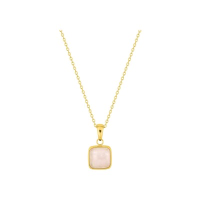 Collier en acier doré et quartz rose