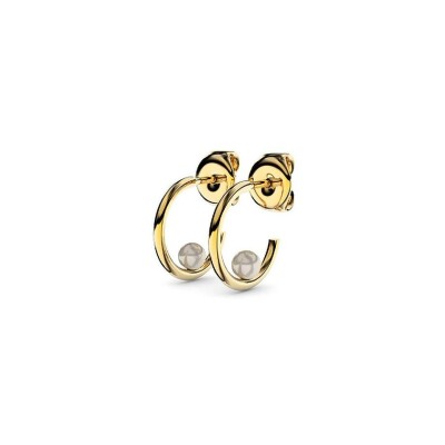 Boucles d'oreilles Cercle en or jaune et perle de culture