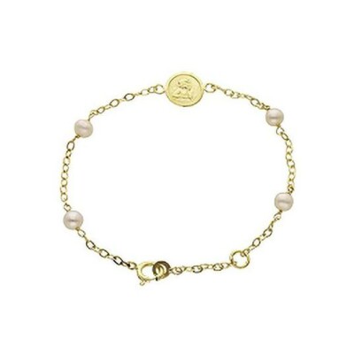 Bracelet Ange Raphaël en or jaune et perle de culture d'eau douce