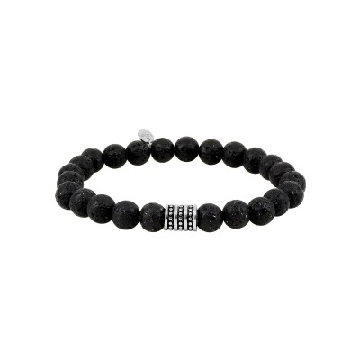 Bracelet en acier et pierre de lave