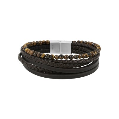 Bracelet corde en acier et œil de tigre