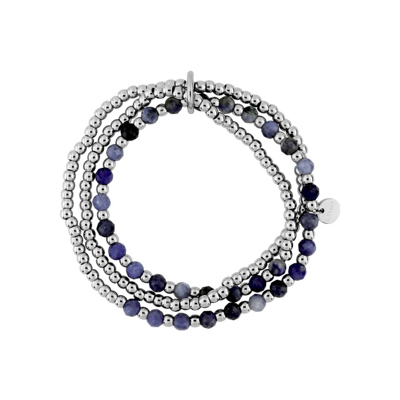 Bracelet en acier et lapis lazuli
