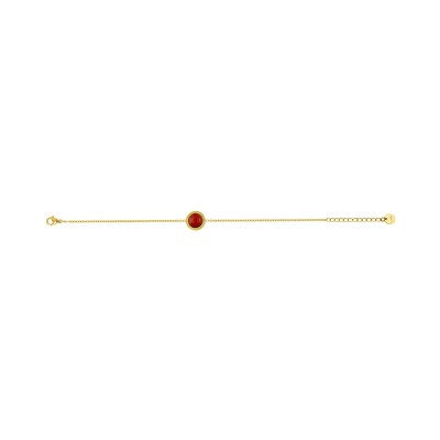 Bracelet en acier doré et rubis