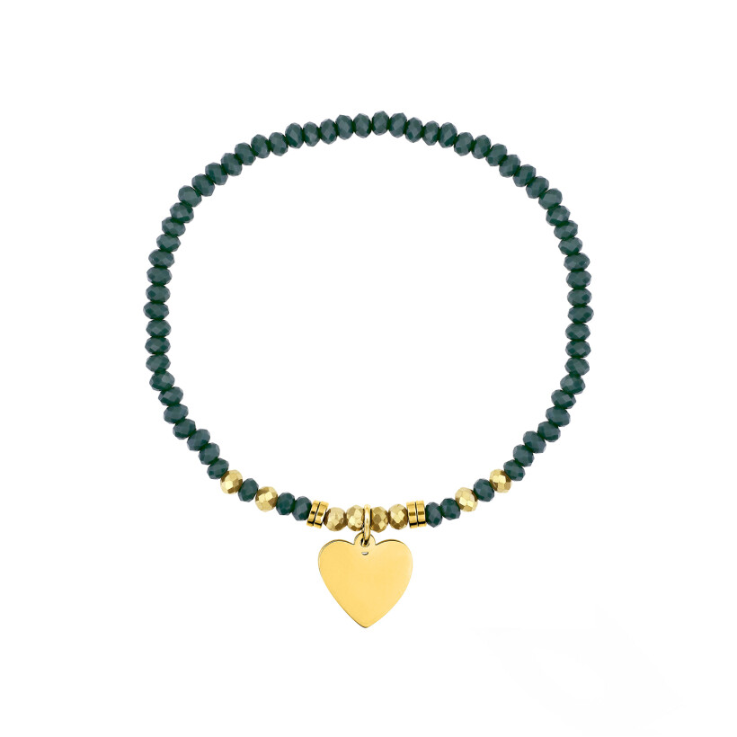 Bracelet cœur en acier doré et cristaux turquoises