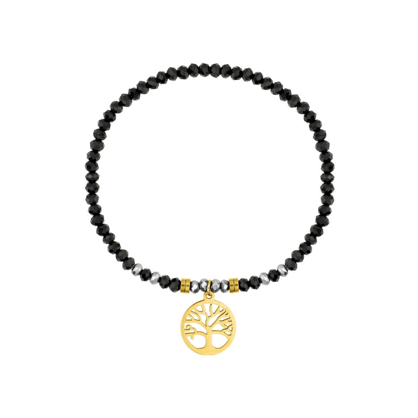 Bracelet arbre de vie en acier doré et cristaux turquoises