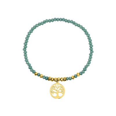 Bracelet élastique en acier doré et cristal