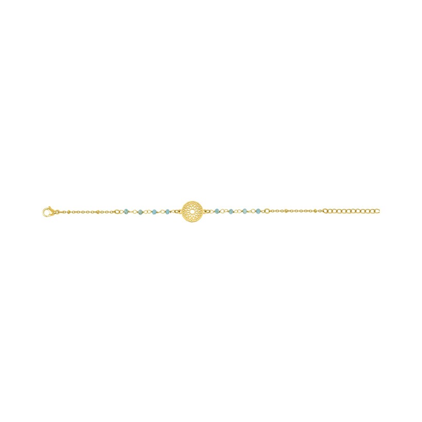 Bracelet en acier doré et cristaux turquoise
