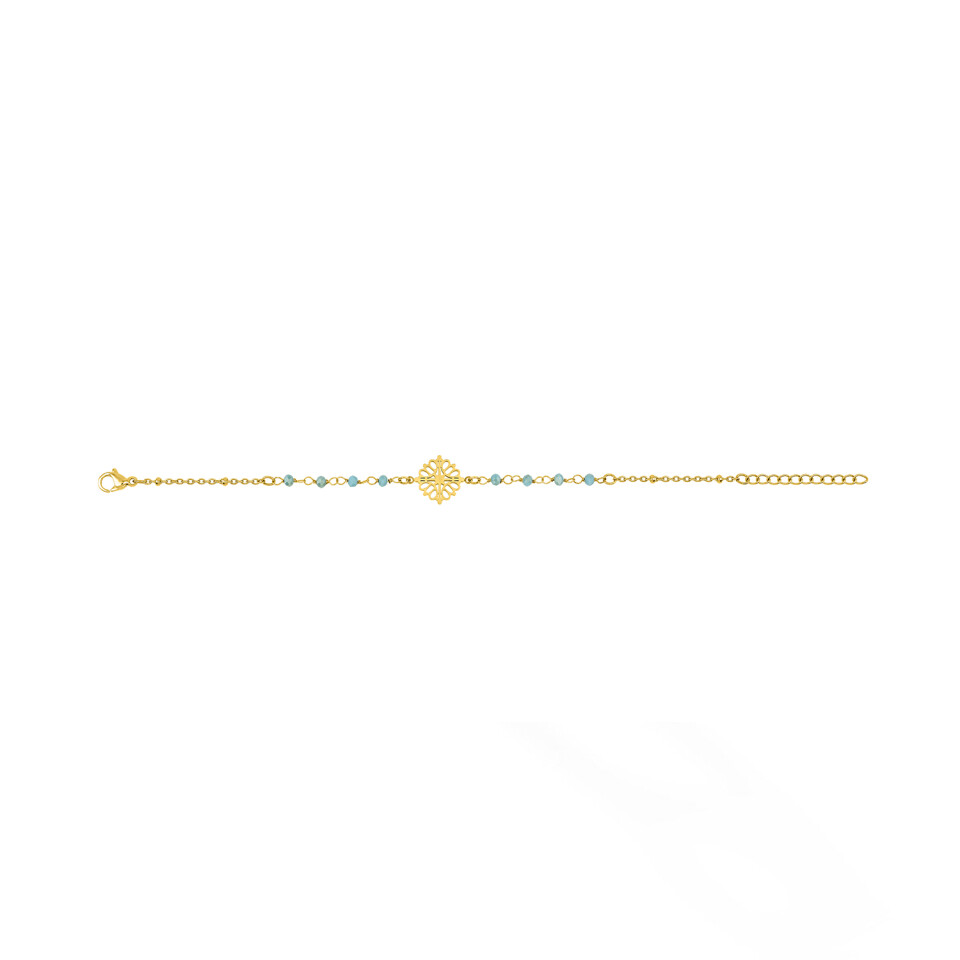 Bracelet en acier doré et cristaux turquoises