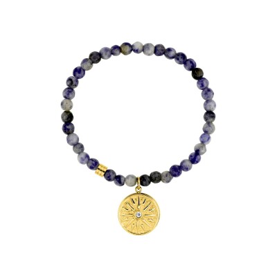 Bracelet en acier doré et lapis lazuli bleus