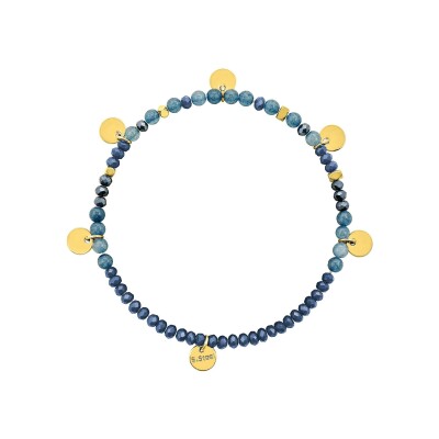 Bracelet en acier doré et lapis lazuli