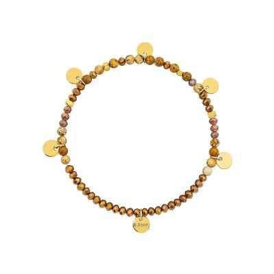 Bracelet en acier doré et œil de tigre
