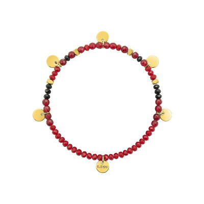 Bracelet en acier doré et rubis