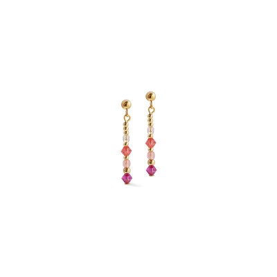 Boucles d'oreilles Coeur de Lion Golden Sphere Shape Mix en acier doré et cristaux Swarovski