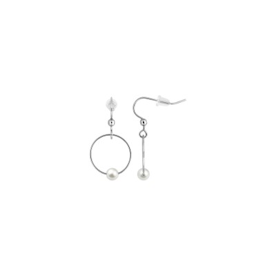 Boucles d'oreilles crochet en acier  et perles d'imitation