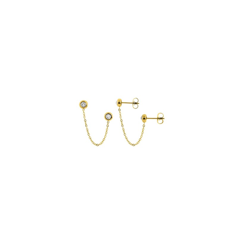 Boucles d'oreilles earcuff en métal doré et cristaux