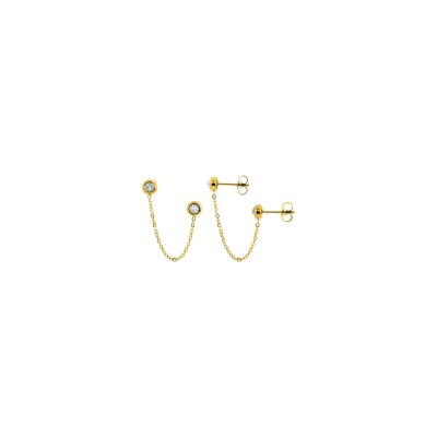 Boucles d'oreilles earcuff en métal doré et cristaux