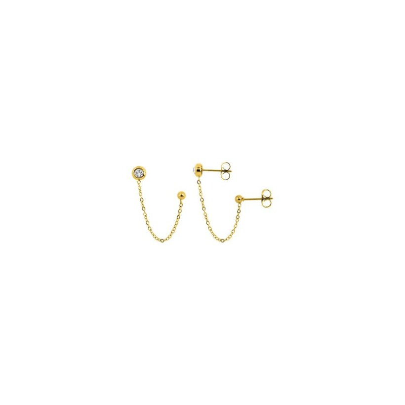 Boucles d'oreilles earcuff en métal doré et cristaux