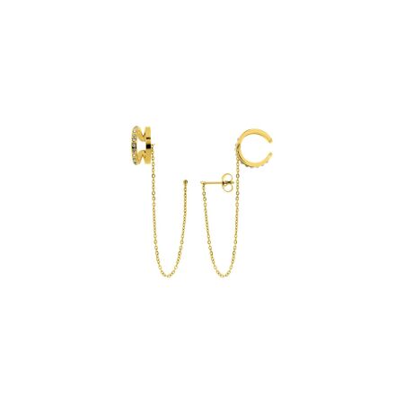 Boucles d'oreilles earcuff en métal doré et cristaux