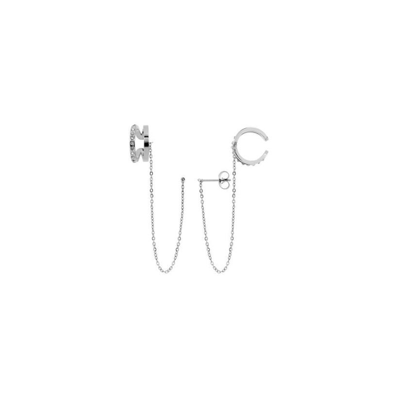 Boucles d'oreilles earcuff en acier  et cristaux