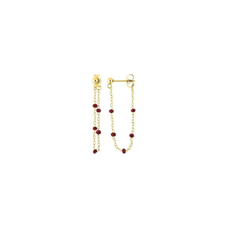 Boucles d'oreilles pendantes en métal doré et cristaux